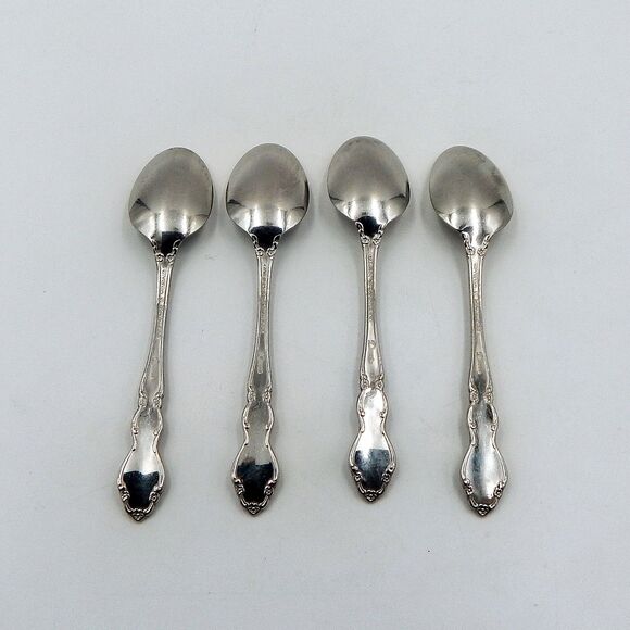 Oneida DOVER Teaspoons Heirloom Cube Stainless Flatware Glossy 6 Inch Set 4 - Picture 4 of 10